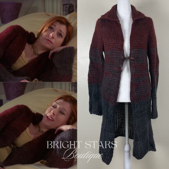 Sweaters - Rare Vintage Knit Ombre Duster Cardi ASO Willow Rosenberg BtVS Ashley Olsen Red
